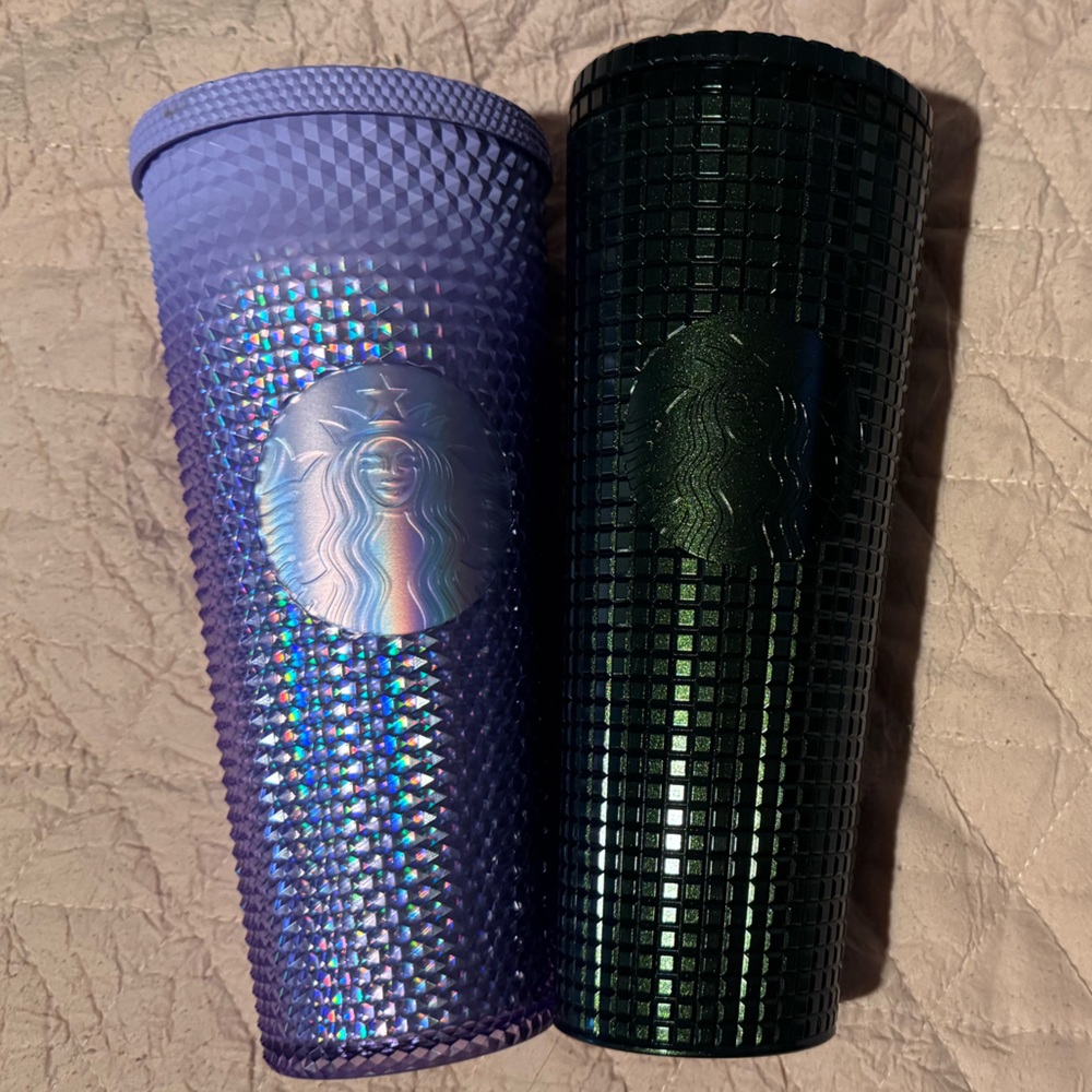 Starbucks Textured Tumblers in Purple and Dark Green